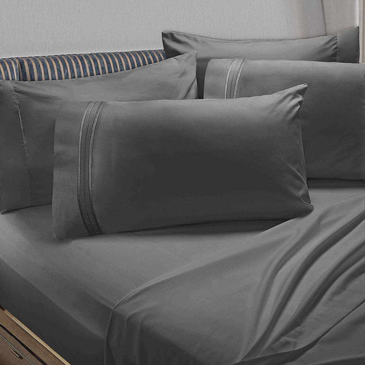 Clara Clark Bed Sheets Set, 1800 Series Deep Pocket Soft Microfiber Sheet Set (Charcoal Gray)